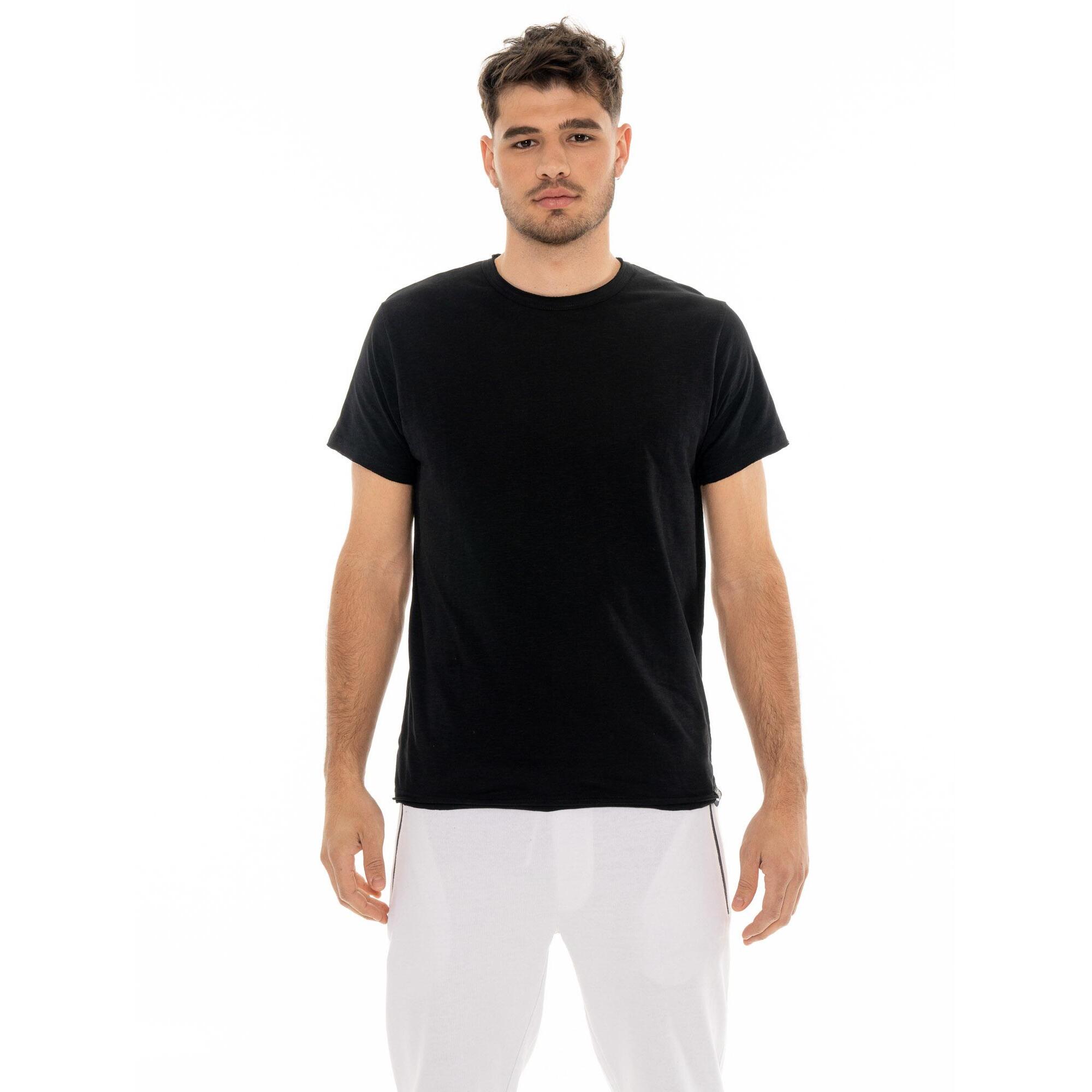Maglietta uomo maniche corte in slub piccolo logo