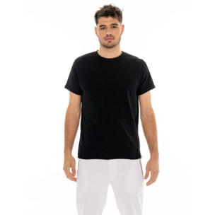 Maglietta uomo maniche corte in slub piccolo logo