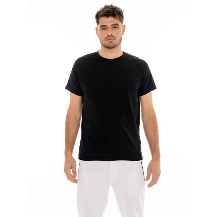Maglietta uomo maniche corte in slub piccolo logo