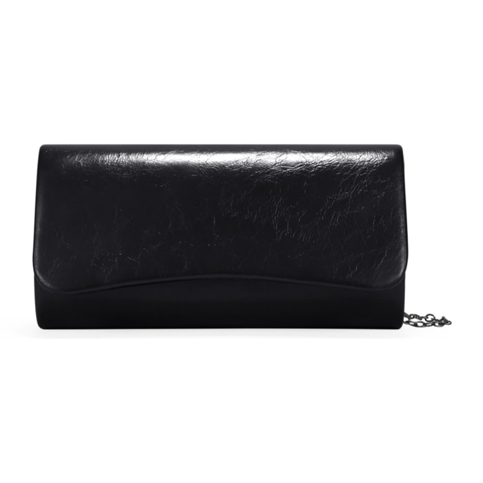 Bolso de fiesta negro brillante con solapa