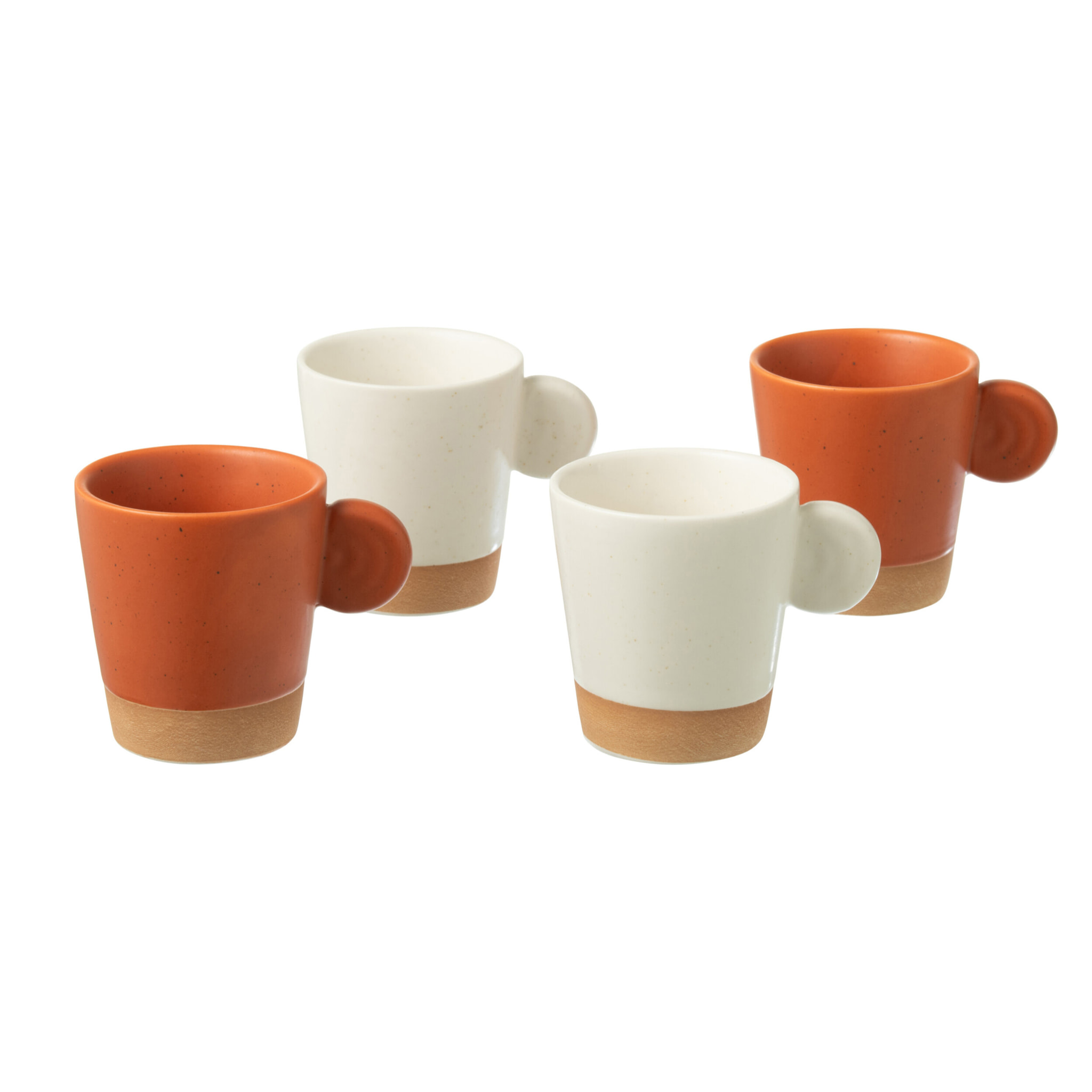 J-Line tasse Anse - céramique - orange/blanc - boîte de 4