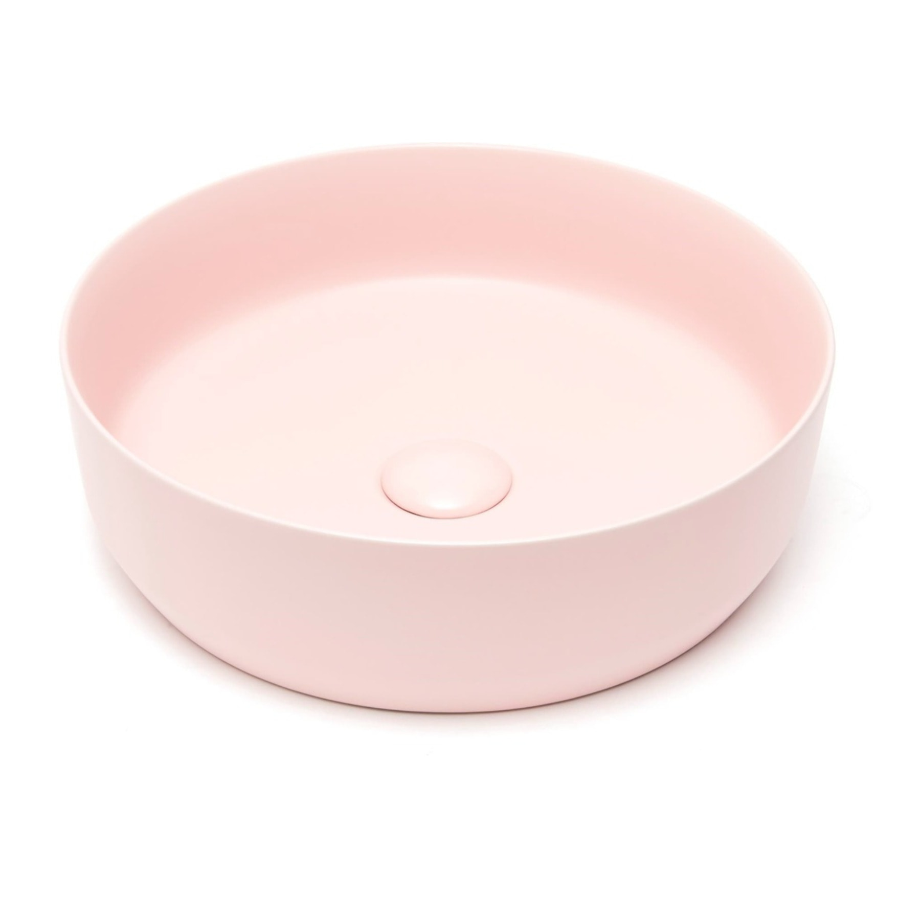 Vasque à poser ronde en céramique diamètre 39 cm - rose mat - sans trop-plein - SAT Infinitio
