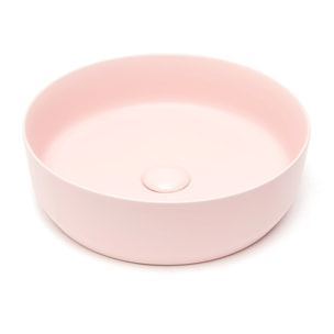 Vasque à poser ronde en céramique diamètre 39 cm - rose mat - sans trop-plein - SAT Infinitio