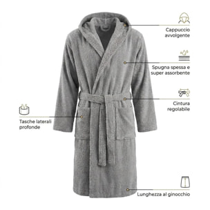 INTRECCI HOME Accappatoio Uomo e Donna, in Puro Cotone Jacquard 500 g, , Morbidezza Extra, Avvolgente, con Cappuccio e Tasche, Elegante e Confortevole,