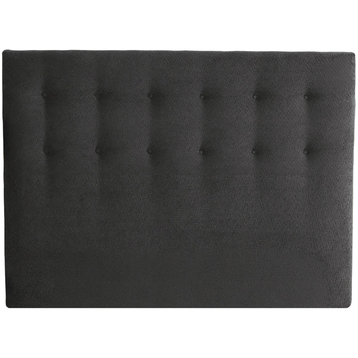 Tête de lit capitonnée EDEN gris anthracite, chenille bouclettes