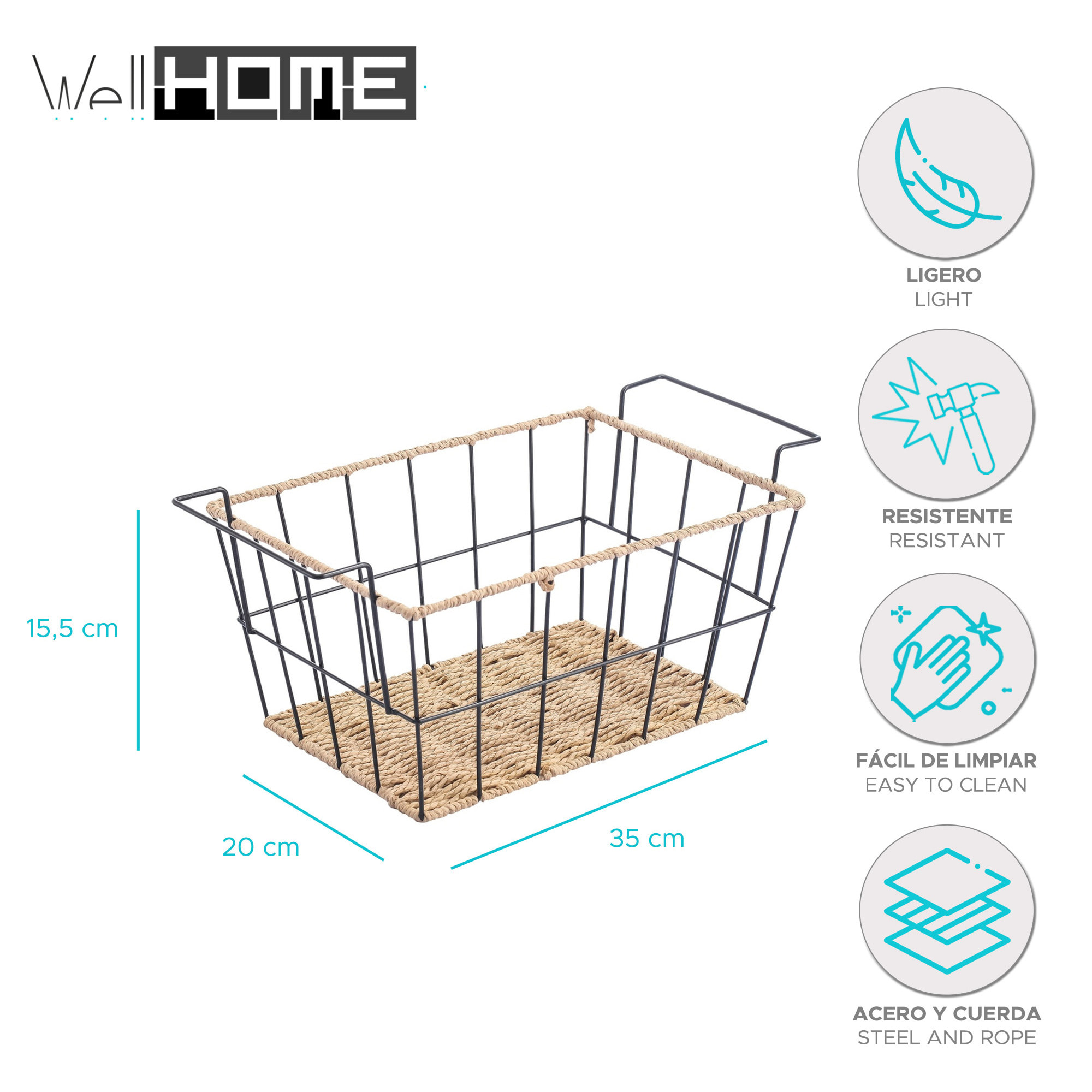Frutero rectangular de estilo industrial