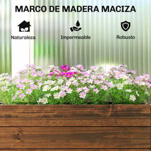Jardinera Exterior de Madera con Ruedas, Huerto Urbano Elevado con Orificio de Drenaje y Tela no Tejida, Macetero Exterior Rectangular para Jardín, Terraza, 60x30x41 cm, Marrón Oscuro
