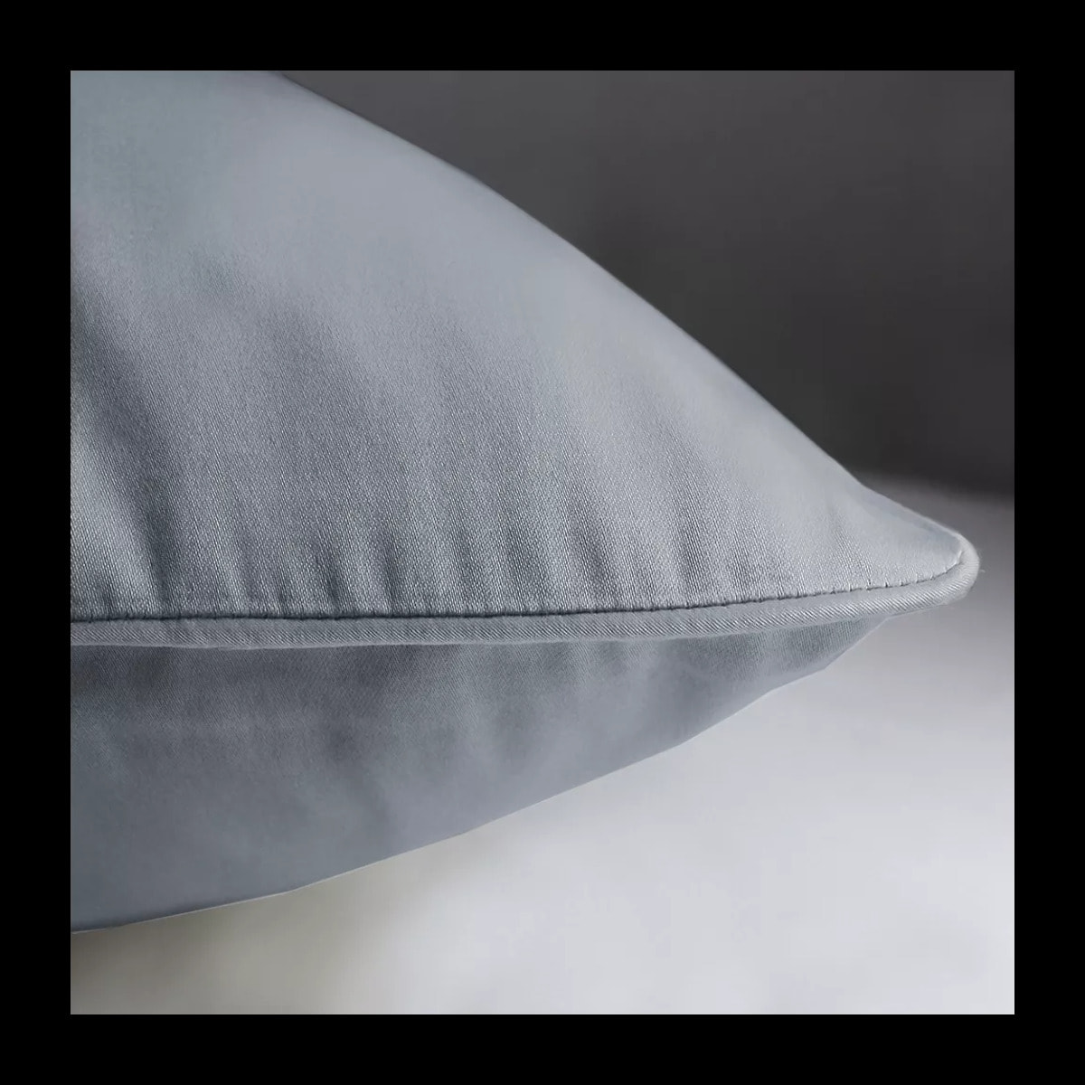 Lot de 2 taies satin de coton uni gris Ava uni souris