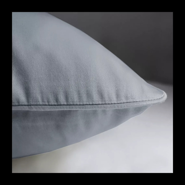Lot de 2 taies satin de coton uni gris Ava uni souris