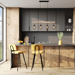 Lot de 2 chaises de bar mi-hauteur 66 cm cuir synthétique jaune - Texas