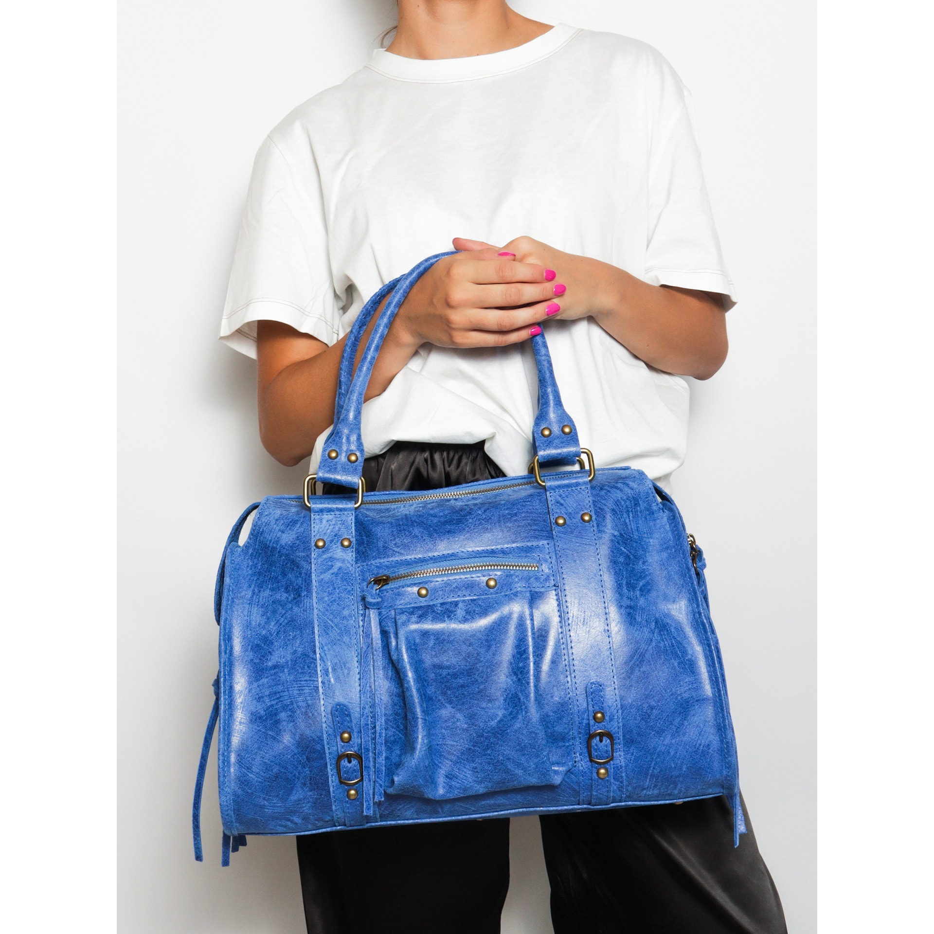 Borsa a spalla da donna - Modello Elara - Vera pelle - 41.0 x 28.0 x 13.0 cm