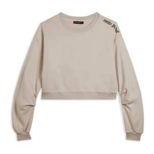 Felpa oversize cropped con stampa Flow sulla spalla
