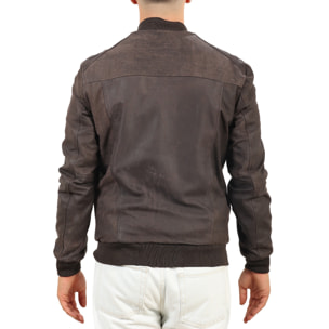 Giubbino in vera pelle di vitello rifinizione dakota Testa di Moro-Slim Fit