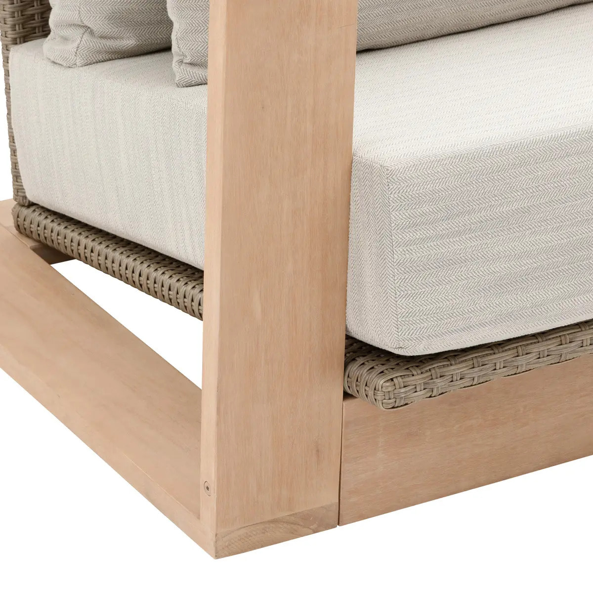 Canapé de jardin "Loevo" eucalyptus & gris 3 places en polyester et eucalyptus