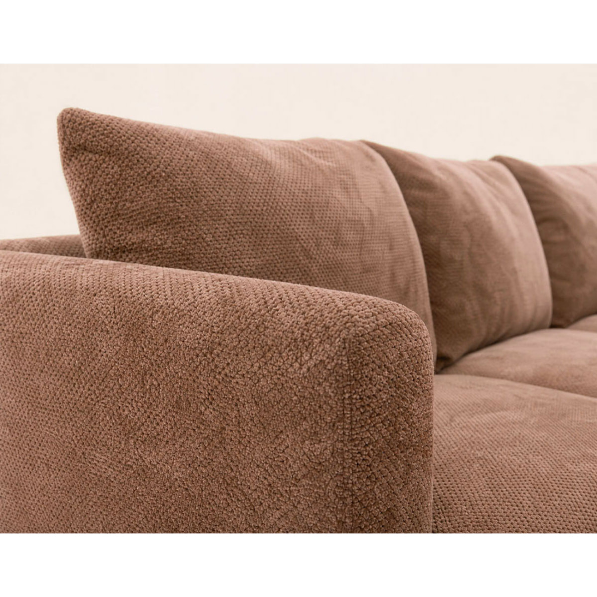 Gabin - Canapé d'angle droit 5 places en velours texturé - Taupe