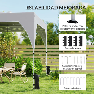 Carpa Plegable 3x3 m, Pop-up, Cenador Pabellón de Jardín con Ventilación Superior, Bloqueo Central, UPF50+, Altura Ajustable 3 Niveles, Bolsa Transporte con Ruedas, Sacos de Arena, Gris