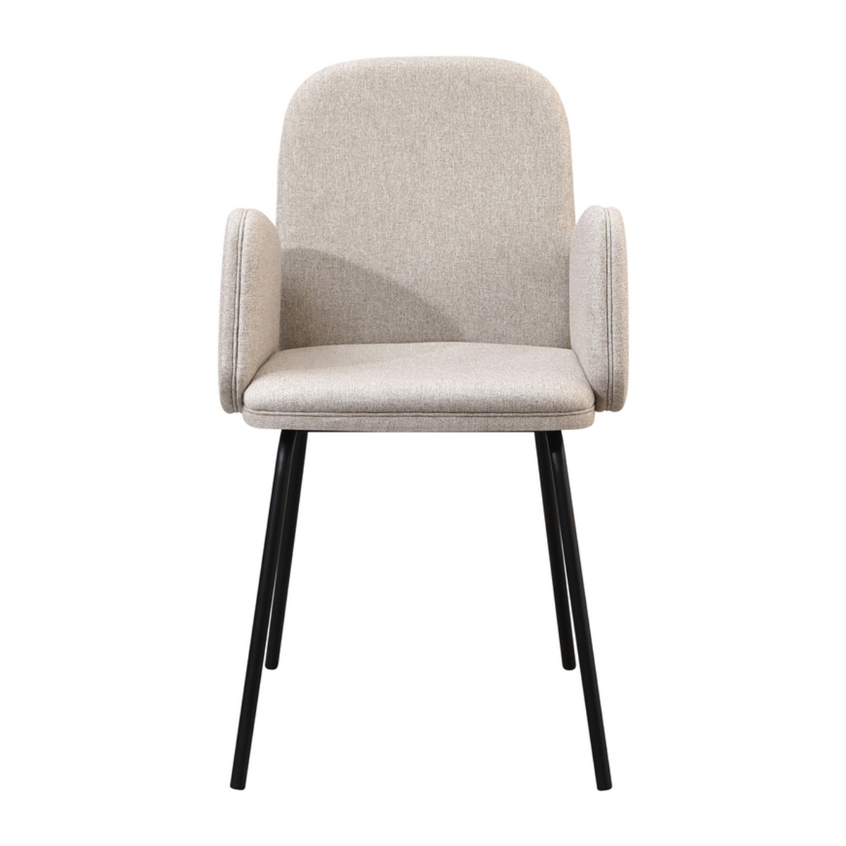 Set 2 sedie con braccioli in tessuto beige e gambe nere in metallo - Kendal