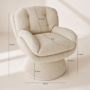 Fauteuil pivotant en tissu beige GUSTAVE