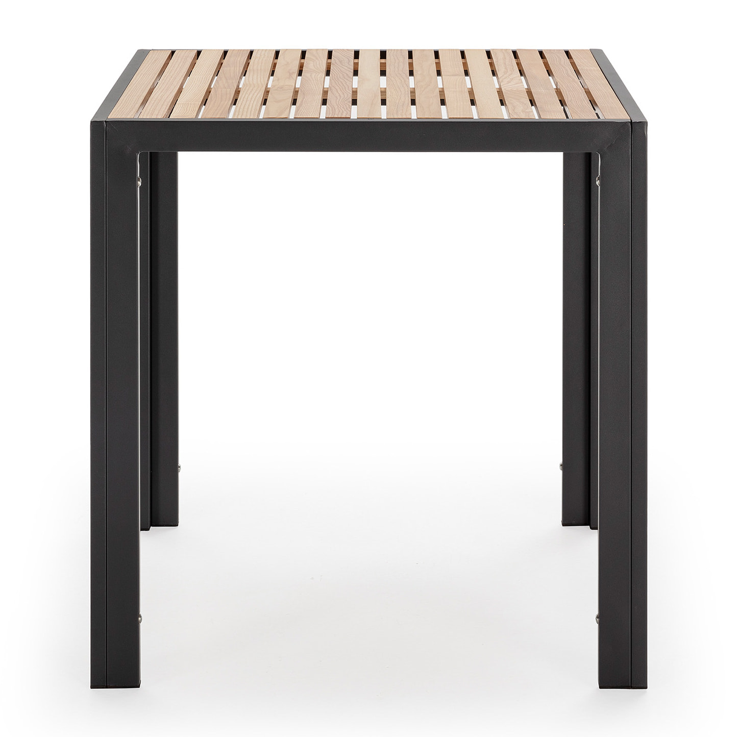 Mesa de Jardín Coral Cuadrada de Madera y Metal Negro