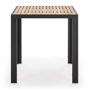 Mesa de Jardín Coral Cuadrada de Madera y Metal Negro