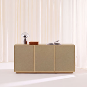 Buffet décor bois et tissu 3 portes 160cm KUBA