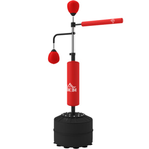 Sac de frappe boxe autoportant punching ball brunier 3 en 1 revêtement synthétique dim. 88L x 50l x 160-230H cm rouge