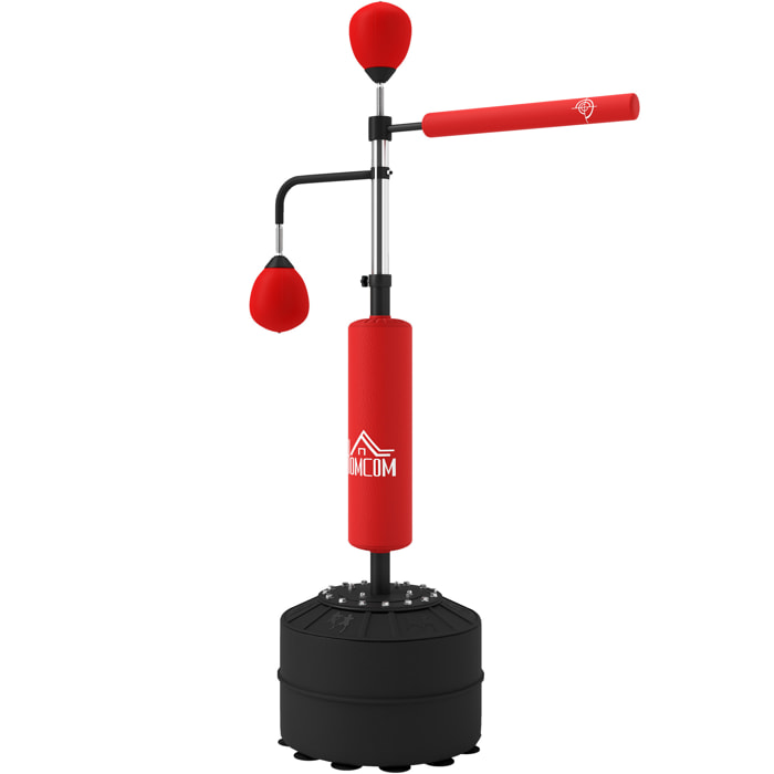 Sac de frappe boxe autoportant punching ball brunier 3 en 1 revêtement synthétique dim. 88L x 50l x 160-230H cm rouge