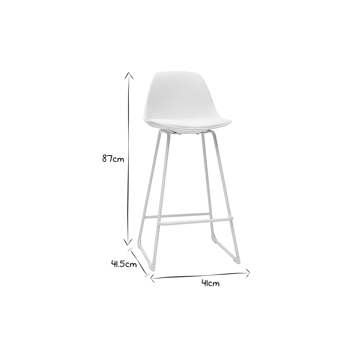 Tabourets de bar design blancs pieds métal 65 cm (lot de 2) FRANZ