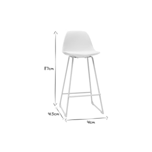 Tabourets de bar design blancs pieds métal 65 cm (lot de 2) FRANZ