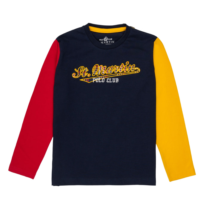T-shirt manica lunga con stampa logo Polo Club St Martin Blu