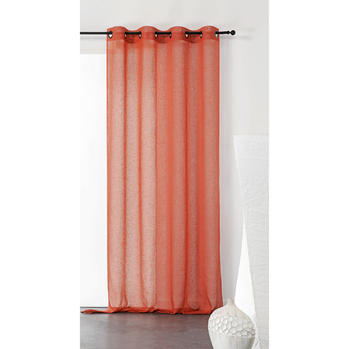 Voilage uni et tamisant en poly/lin - Orange