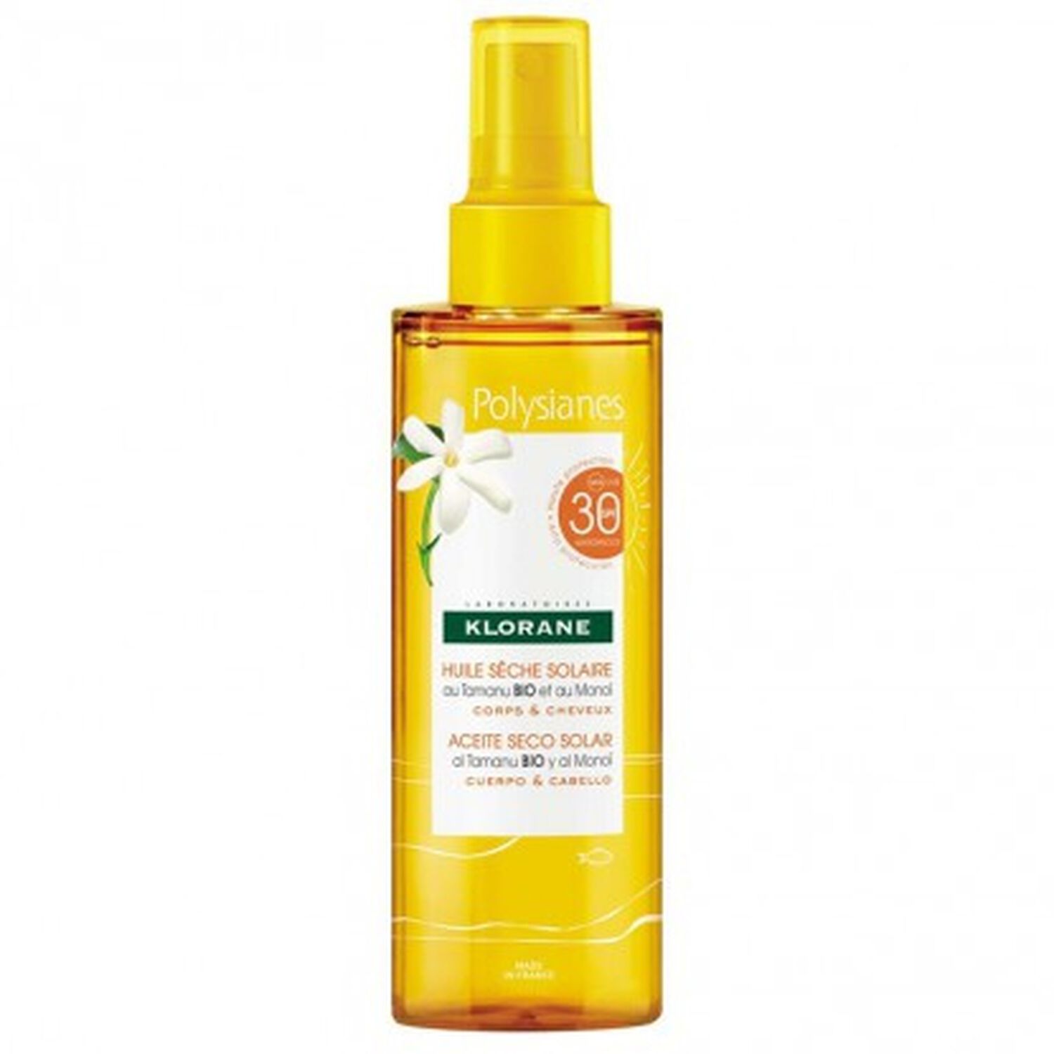 Huile Sèche Solaire SPF30 - Au Monoi et Tamanu Bio 200 ml