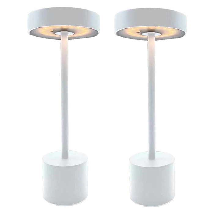 2 Lampe de table sans fil ROBY Blanc H30cm
