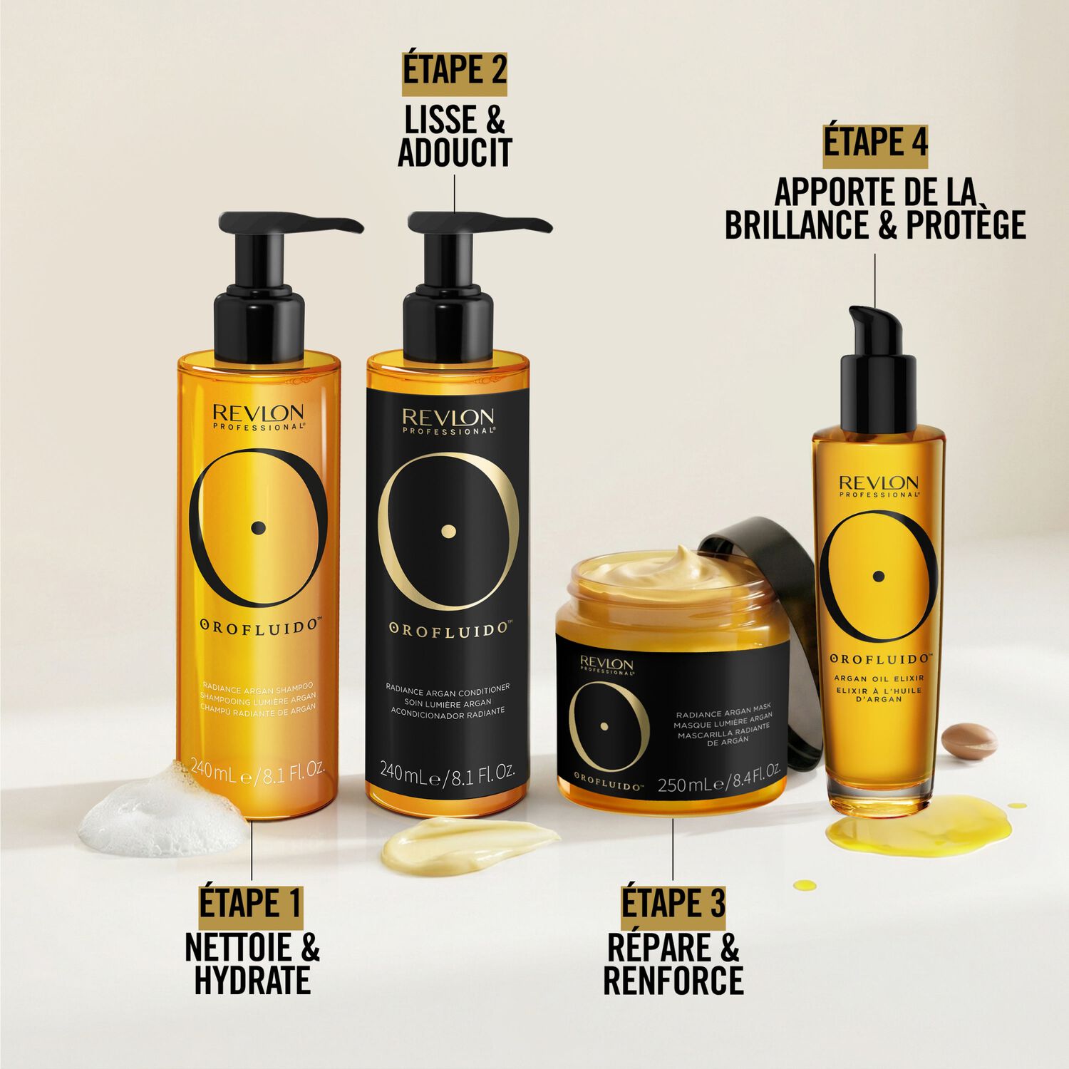 OROFLUIDO™ - Shampooing Lumière Argan - Cheveux Secs 240 ml