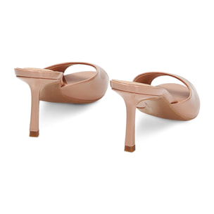 Mules Open Toe nude en charol