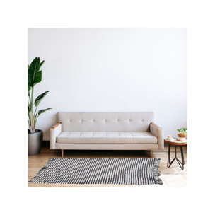 Tapis 160 x 230 cm en tissu bleu marine avec franges bicolores - MARINE