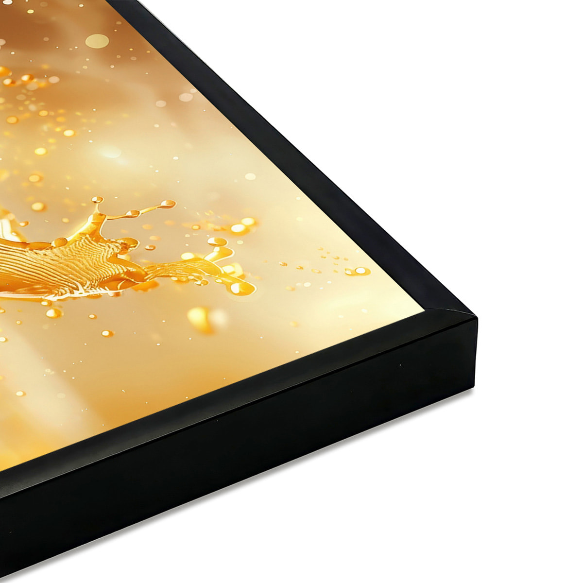 Affiche encadrée tasse dorée ambiance chaleureuse Affiche + cadre en métal - Noir