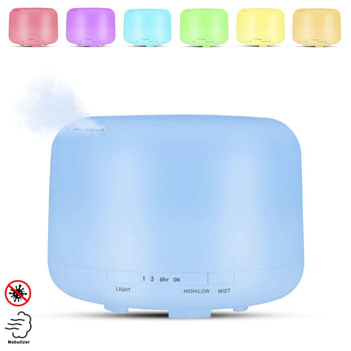 DAM NEBULIZZATORE STERILIZZATORE MULTIFUNZIONE (ammette idroalcol) 1000 ml. Bianco con funzione multicolor. Luce notturna a LED. 20x19,5x15,5cm. Colore bianco