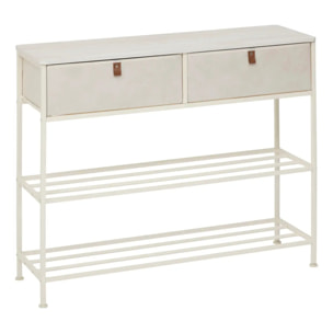 Console 2 tiroirs Tissa avec range-chaussure beige