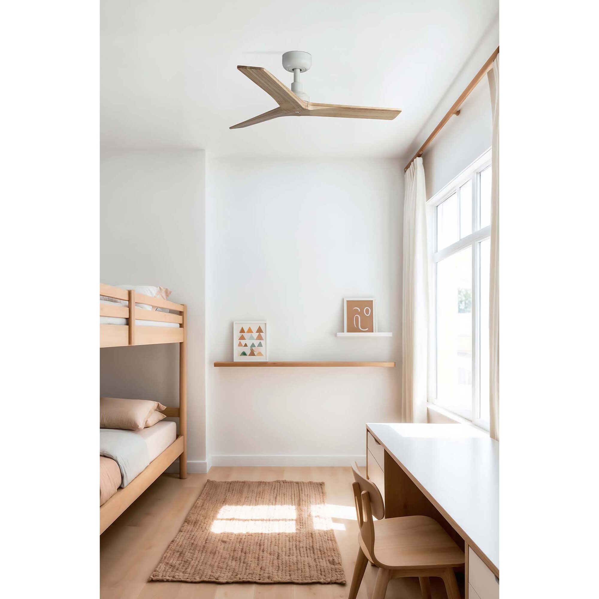KLIM S Ventilateur blanc/bois chêne DC