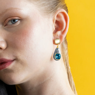 Pendientes con Ojo de Gato acabado oro 18k