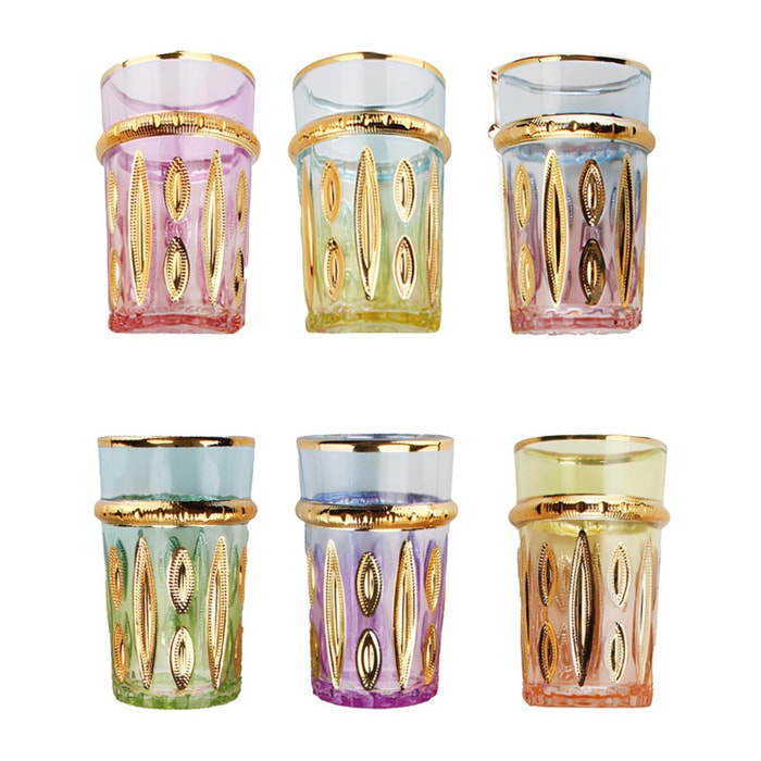 Tasses à thé orientales 6 couleurs - lot de 6