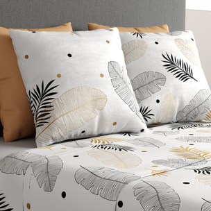 Parure de draps 100% coton imprimé - envole - gris