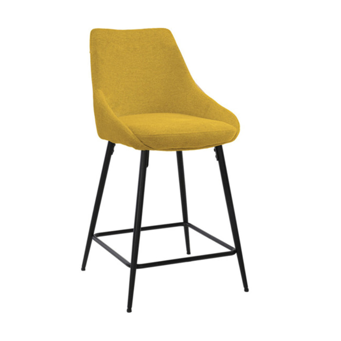 Chaise de bar en tissu avec pieds évasés en métal noir - MONDO
