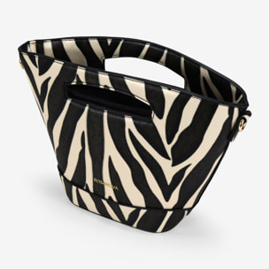 Bolso de mano efecto cebra con cremallera