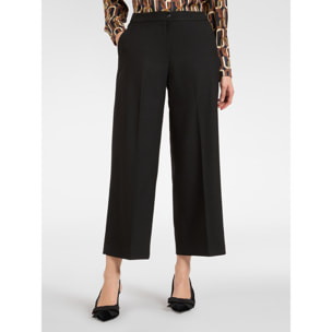 Elena Mirò - Pantaloni cropped in flanella stretch - Nero