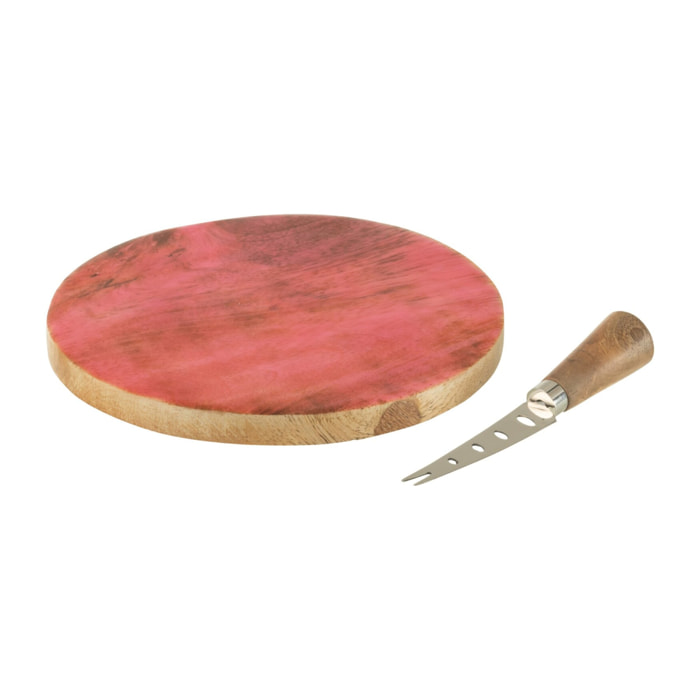 J-Line plateau à fromage + couteau Rond - bois - rose