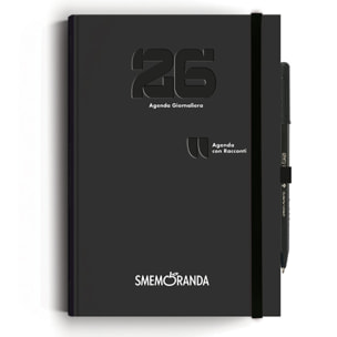 Agenda Smemoranda Racconti 2026 Giornaliera 12 mesi ,A5, nero