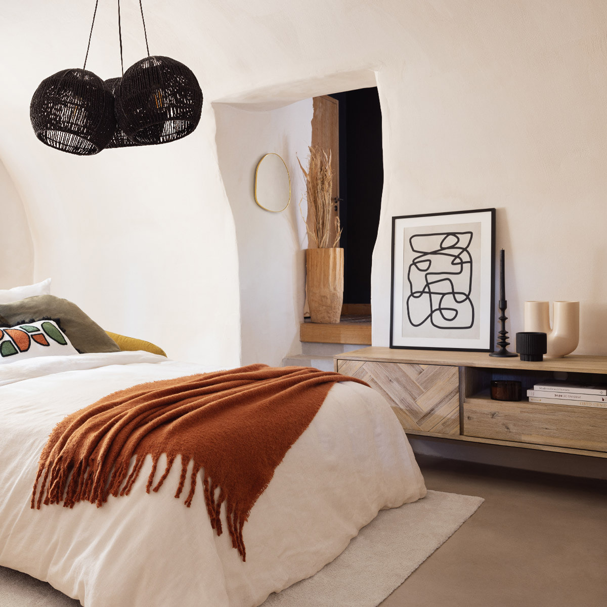 Miroir "Roman" en bois H39cm doré