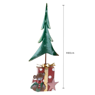 Albero natale artificiale con Pacco Dono - Pezzi 1 - Colore Rosso - 31x80Hx12,7cm - Bianchi Dino